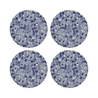Royal Delft Inspiration White Vegan Leather Round Pebble Placemat - nicolettemayer.com