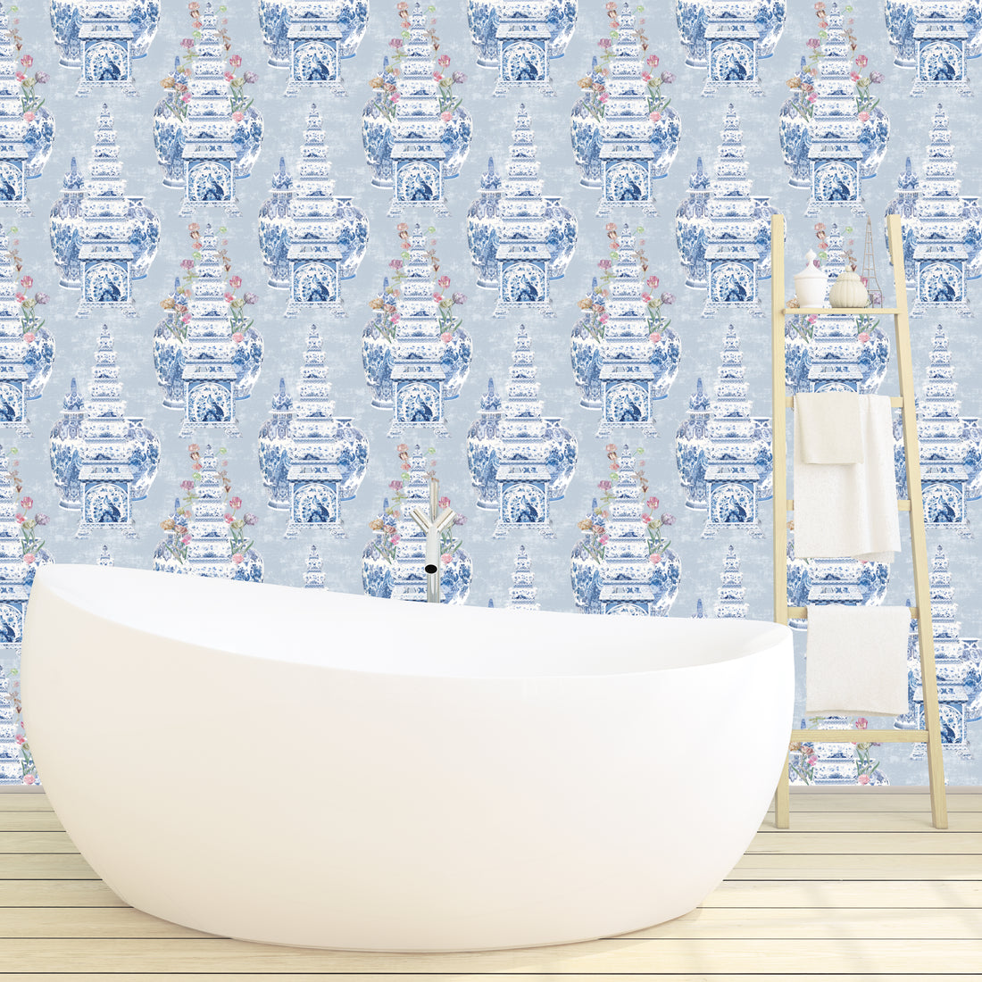 Papier peint en toile de ramie gris tulipe Masterpieces, au mètre