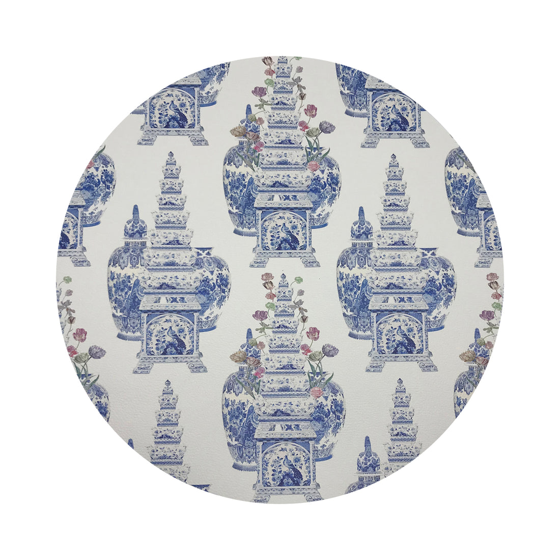 ROYAL DELFT MASTERPIECES TULIPS WHITE 16&quot; ROUND PEBBLE PLACEMATS, SET OF 4 - nicolettemayer.com