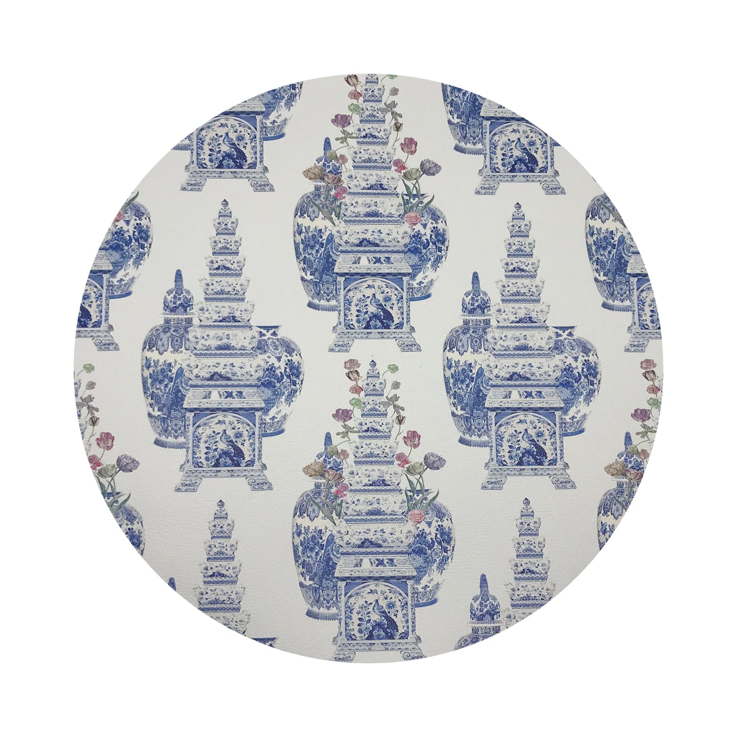 Royal Delft Masterpieces Tulips White 16&quot; Round Pebble Placemats, Set of 4 - nicolettemayer.com