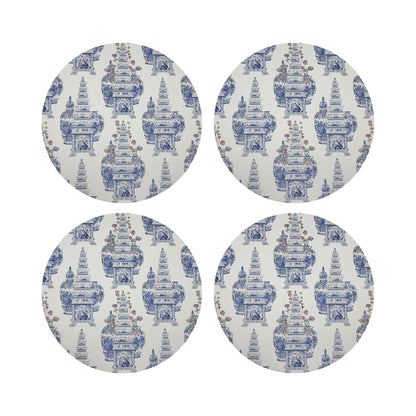 Royal Delft Masterpieces Tulips White 16&quot; Round Pebble Placemats, Set of 4 - nicolettemayer.com