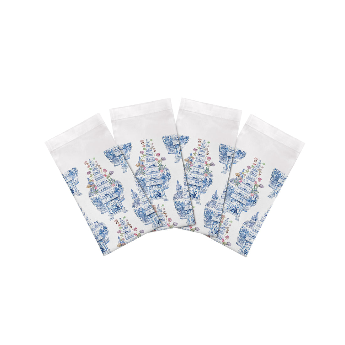 Royal Delft Masterpieces Tulips White Cotton Sateen Dinner Napkins