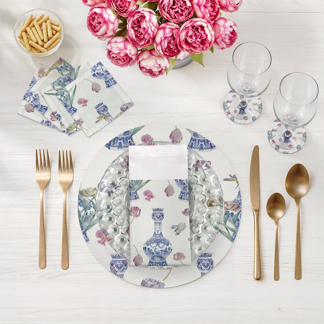 Set de table rond en galets Royal Delft Purissima 16, lot de 4