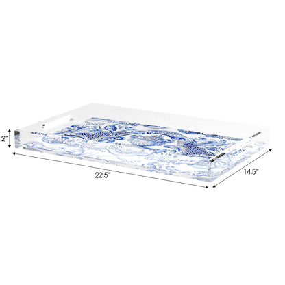 Royal Delft William Mary Blue 22.5X14.5 Acrylic Tray - nicolettemayer.com
