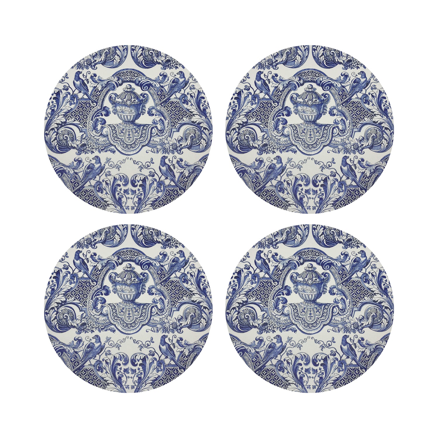 Royal Delft William and Mary Blue 16&quot; Round Pebble Placemats, Set of 4 - nicolettemayer.com
