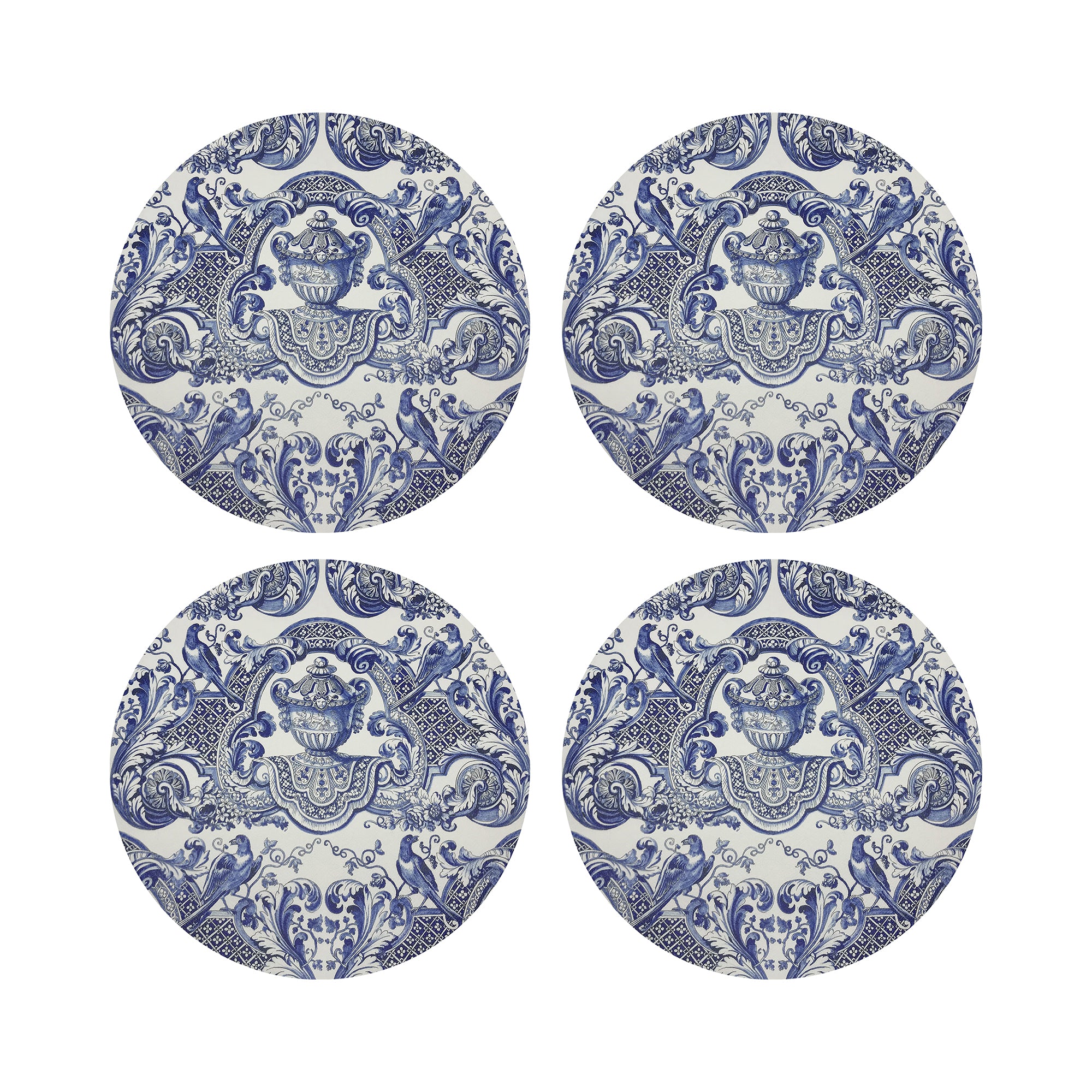 Royal Delft William and Mary Blue 16&quot; Round Pebble Placemats, Set of 4 - nicolettemayer.com
