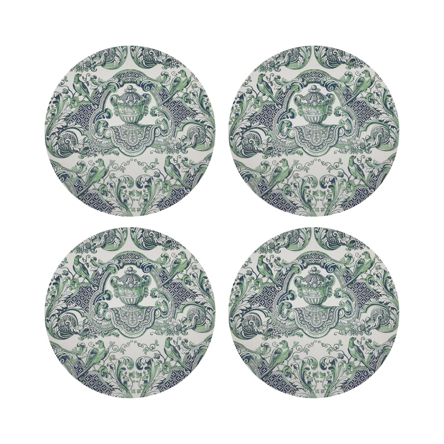 ROYAL DELFT WILLIAM AND MARY BLUE 16&quot; Round Pebble Placemats, Set of 4 - nicolettemayer.com
