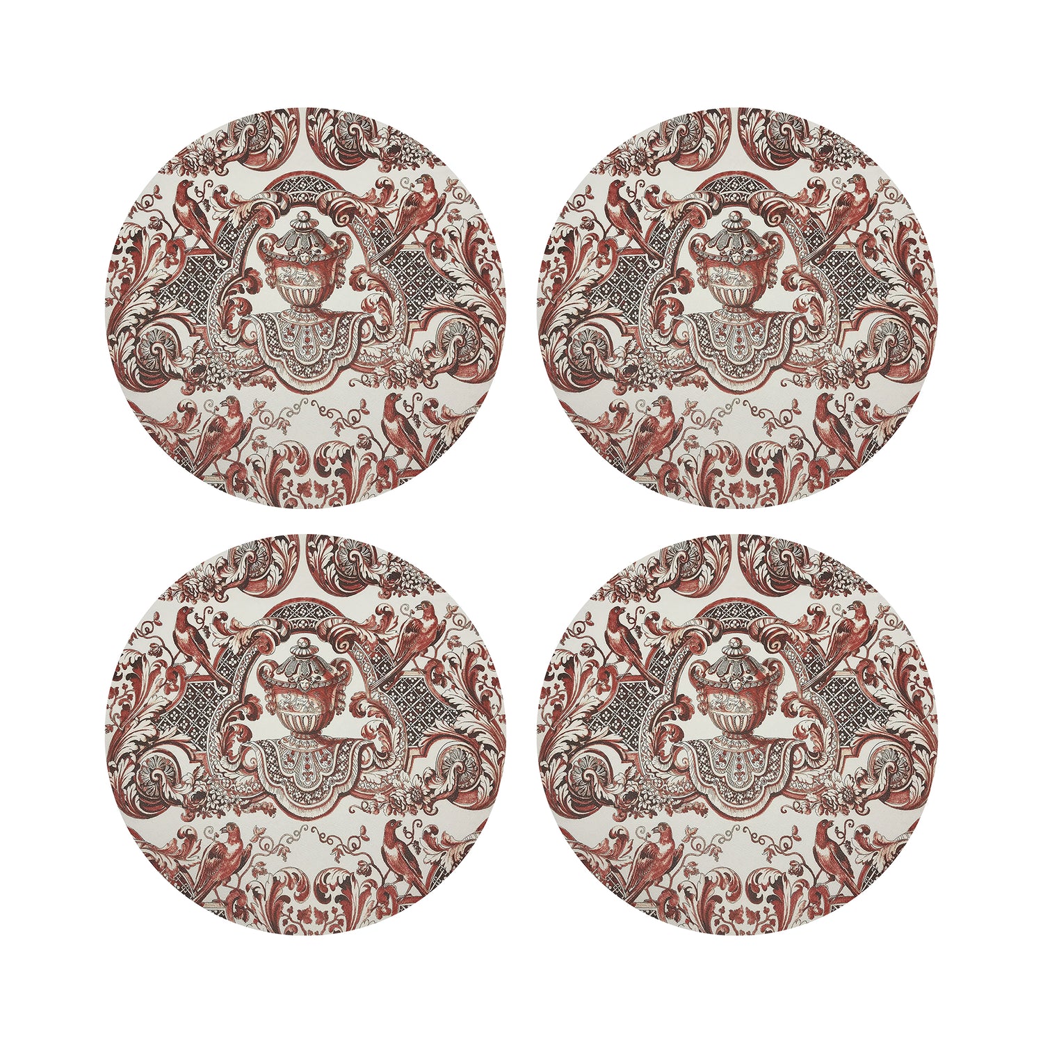 ROYAL DELFT WILLIAM AND MARY RED 16&quot; Round Pebble Placemats, Set of 4 - nicolettemayer.com