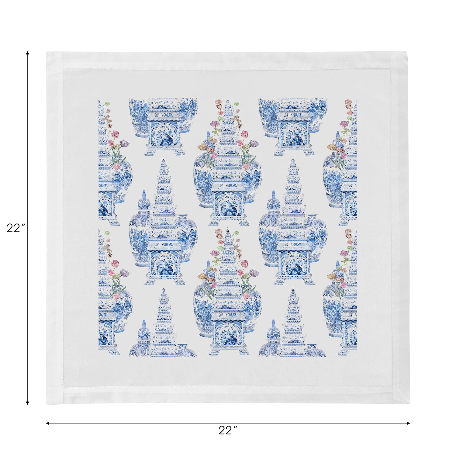 Royal Delft Masterpieces Tulips White Cotton Sateen Dinner Napkins - nicolettemayer.com