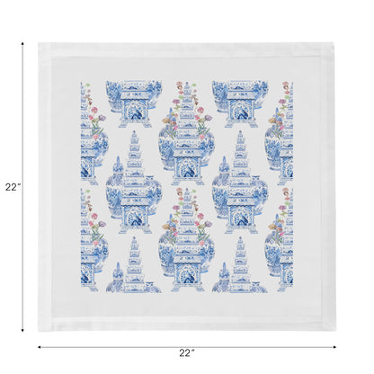 Royal Delft Masterpieces Tulips White Cotton Sateen Dinner Napkins - nicolettemayer.com