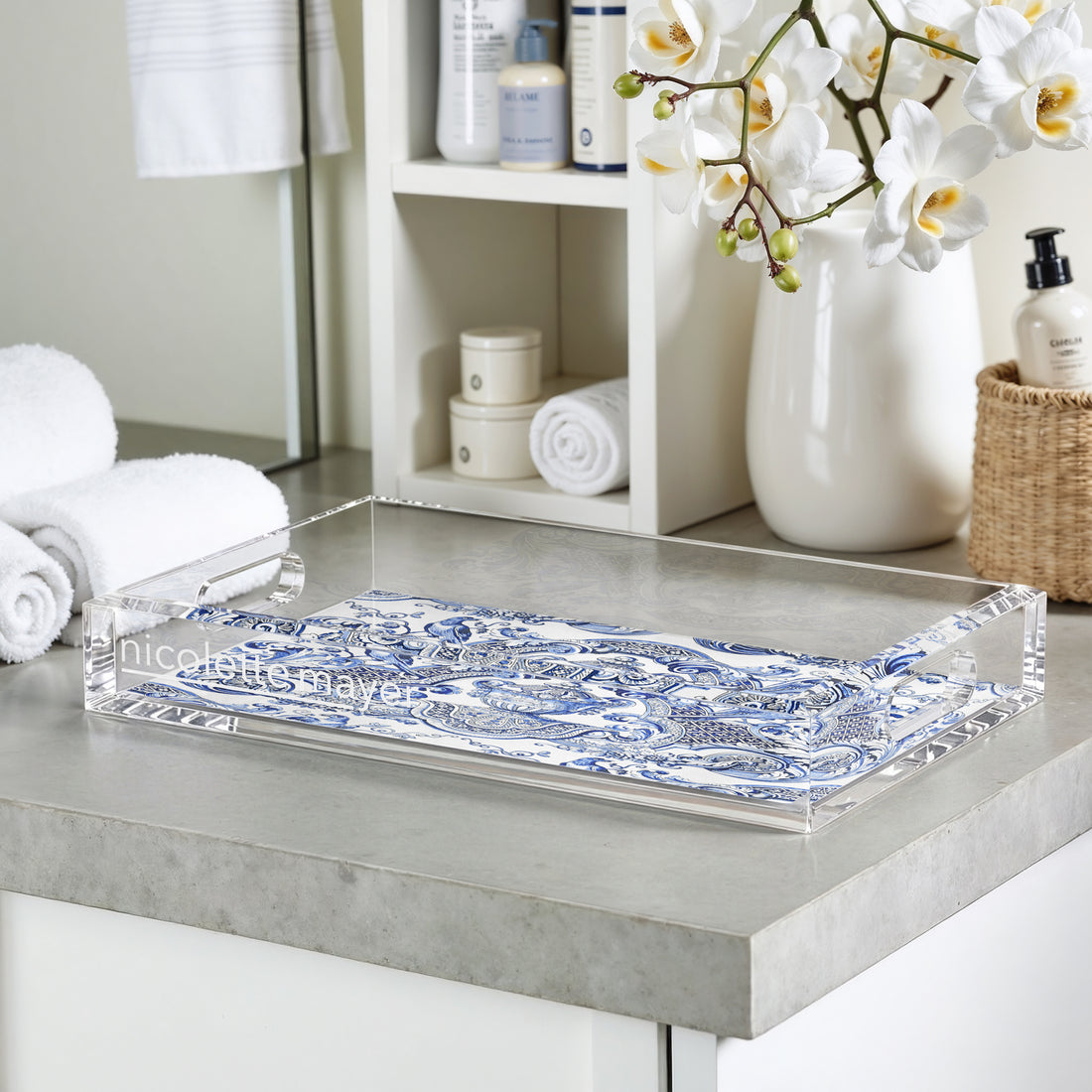 Royal Delft William Mary Blue 12.5X7.75 Acrylic Tray - nicolettemayer.com
