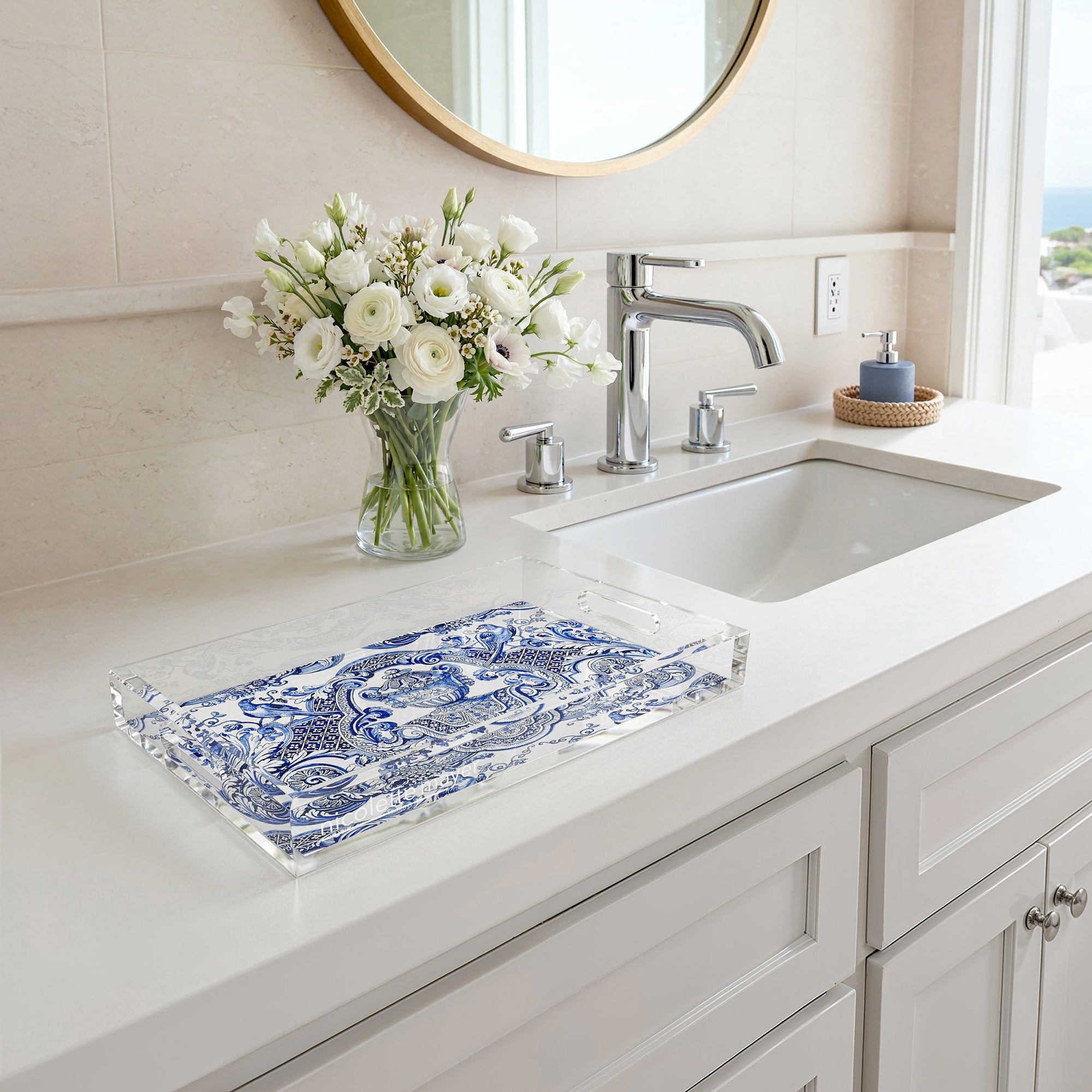 Royal Delft William Mary Blue 17X10.5 Acrylic Tray - nicolettemayer.com
