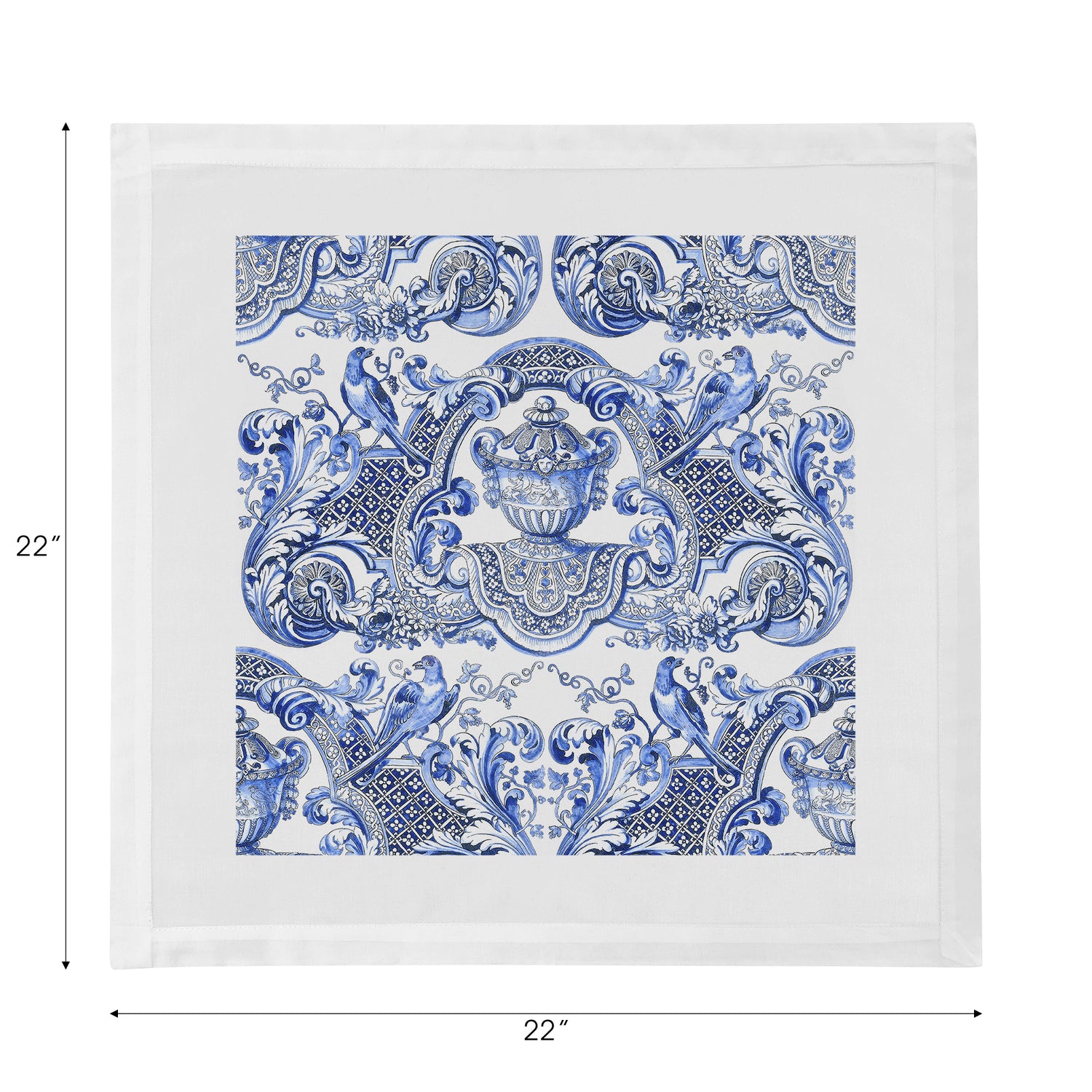 Royal Delft William And Mary Blue Cotton Sateen Dinner Napkins - nicolettemayer.com
