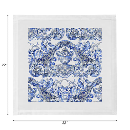 Royal Delft William And Mary Blue Cotton Sateen Dinner Napkins - nicolettemayer.com