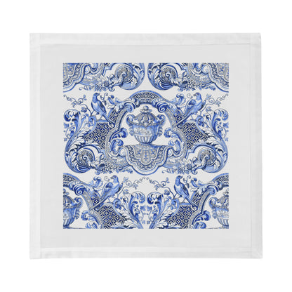 Royal Delft William And Mary Blue Cotton Sateen Dinner Napkins - nicolettemayer.com
