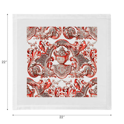 Royal Delft William And Mary Red Cotton Sateen Dinner Napkins - nicolettemayer.com