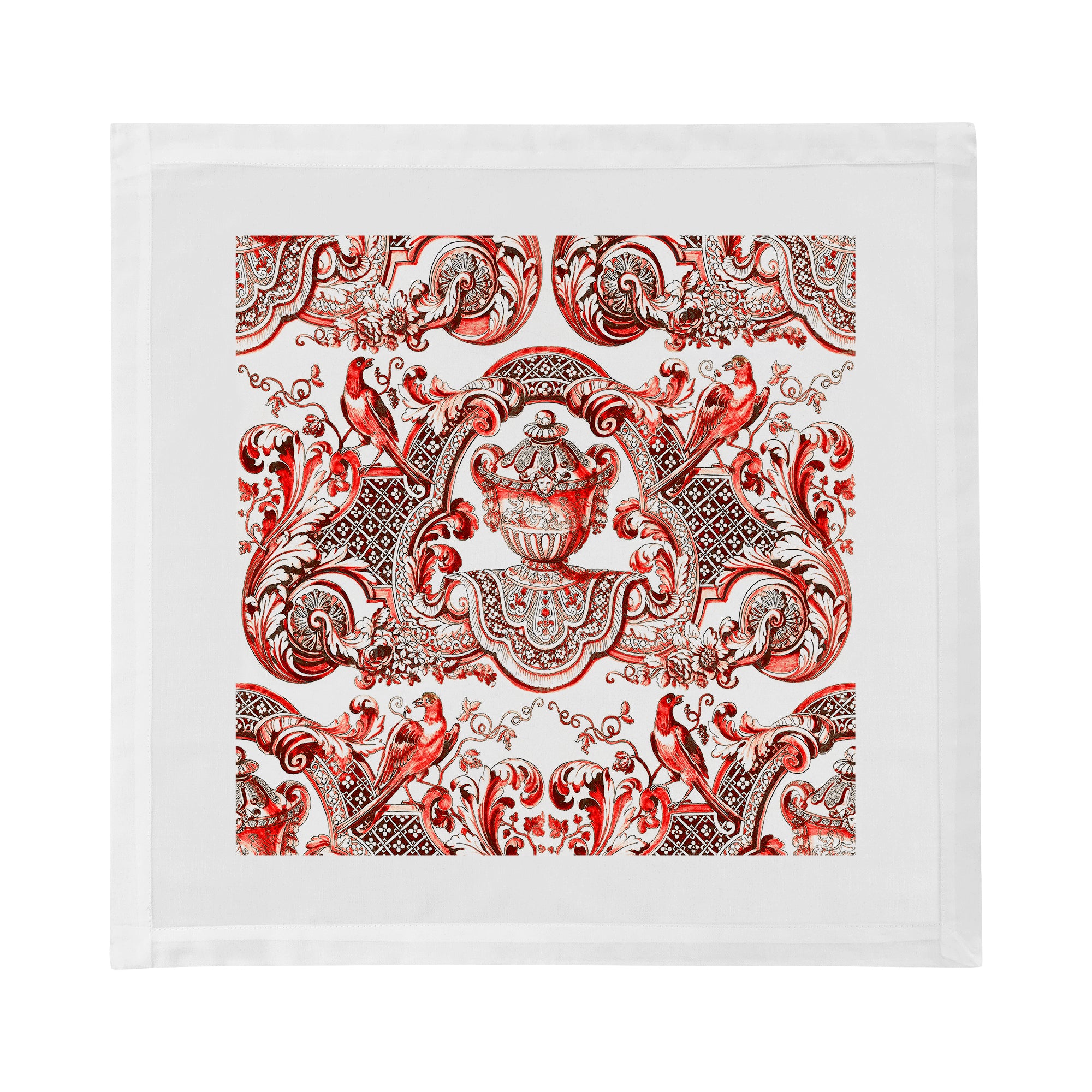 Royal Delft William And Mary Red Cotton Sateen Dinner Napkins - nicolettemayer.com