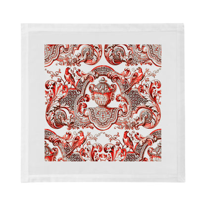 Royal Delft William And Mary Red Cotton Sateen Dinner Napkins - nicolettemayer.com