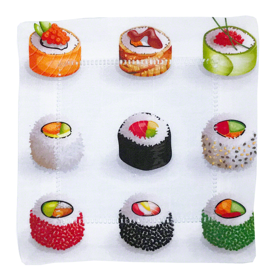 Sushi Go 6X6" Cotton Sateen Cocktail Napkins Set of 4