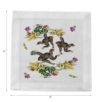 Swinging Monkeys Cotton Sateen Cocktail Napkins - nicolettemayer.com