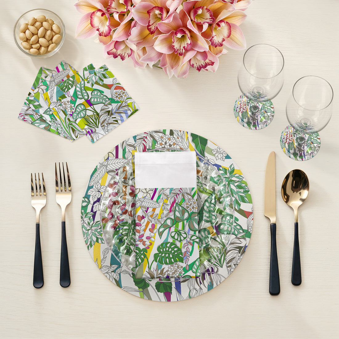 Sabi Jungle Natural Vegan Leather Round Pebble Placemat - nicolettemayer.com