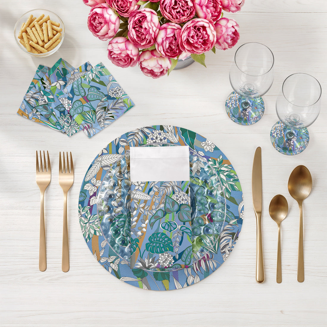 Sabi Jungle Savuti Vegan Leather Round Pebble Placemat - nicolettemayer.com