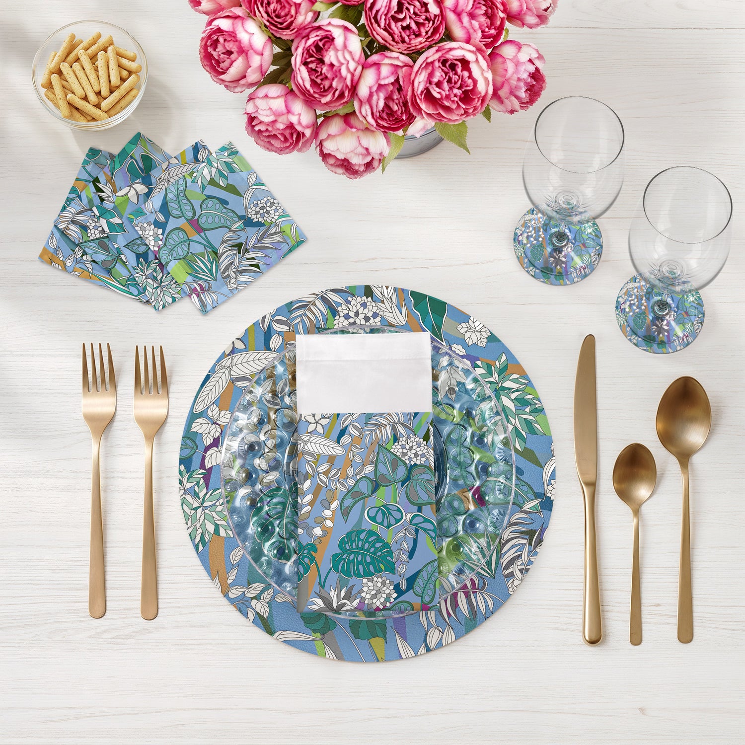 Sabi Jungle Savuti Vegan Leather Round Pebble Placemat - nicolettemayer.com
