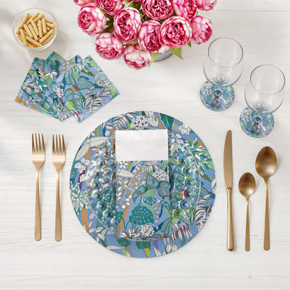 Sabi Jungle Savuti Vegan Leather Round Pebble Placemat - nicolettemayer.com