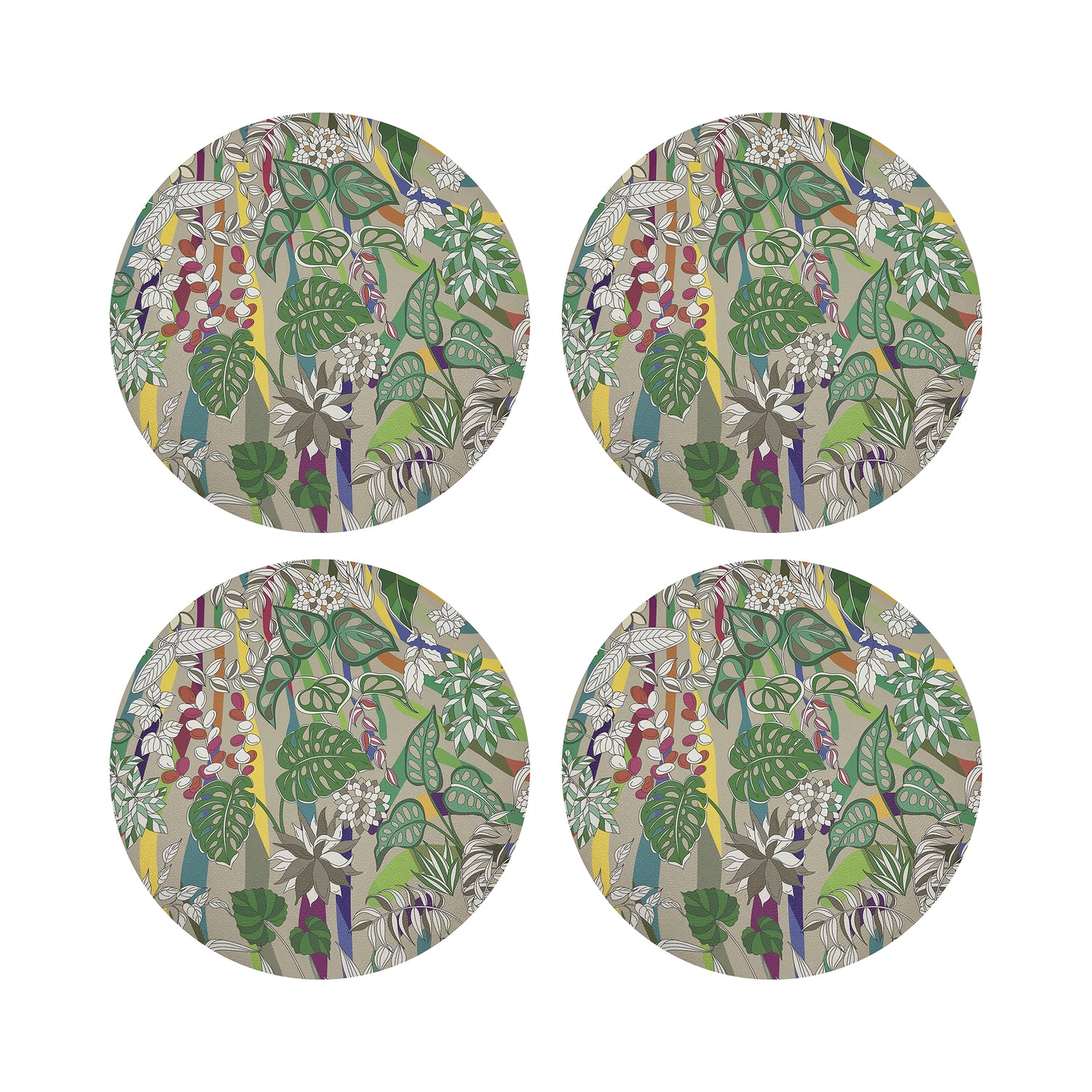 Sabi Jungle Beige 16&quot; Round Pebble Placemats, Set of 4 - nicolettemayer.com
