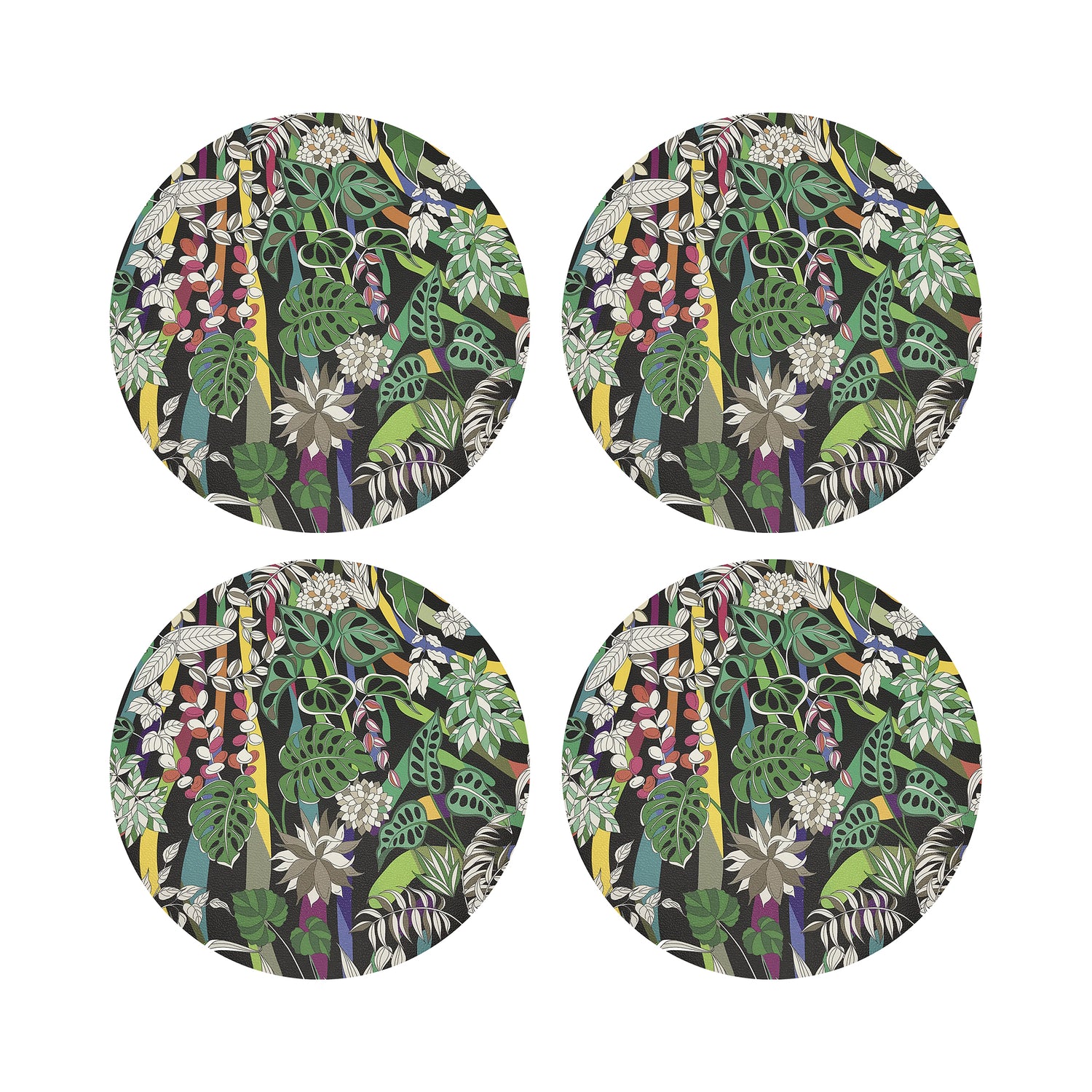 Sabi Jungle Black 16&quot; Round Pebble Placemats, Set of 4 - nicolettemayer.com
