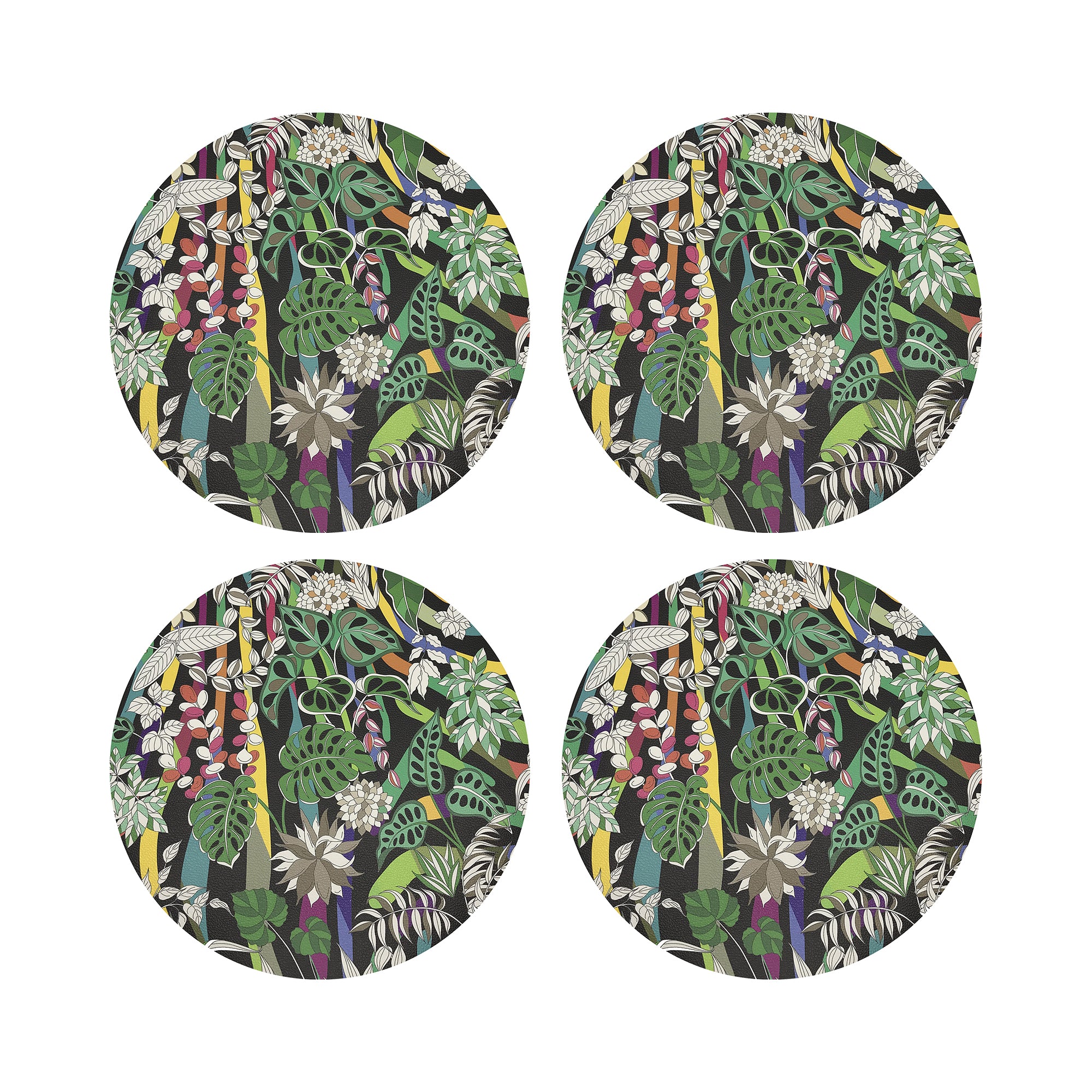 Sabi Jungle Black 16&quot; Round Pebble Placemats, Set of 4 - nicolettemayer.com
