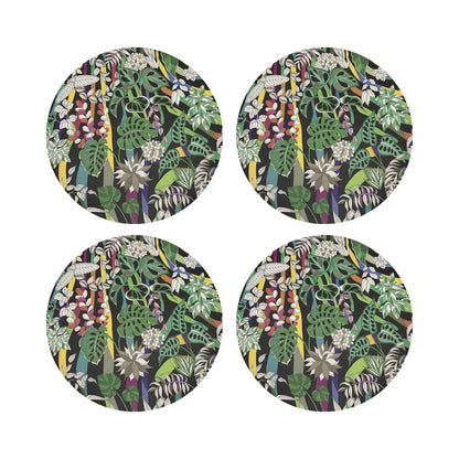 Sabi Jungle Black 16&quot; Round Pebble Placemats, Set of 4 - nicolettemayer.com
