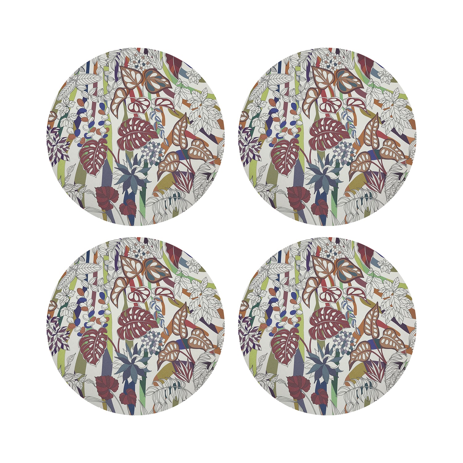 Sabi Jungle Cherry 16&quot; Round Pebble Placemats, Set of 4 - nicolettemayer.com
