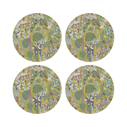 Sabi Jungle Dijon 16&quot; Round Pebble Placemats, Set of 4 - nicolettemayer.com
