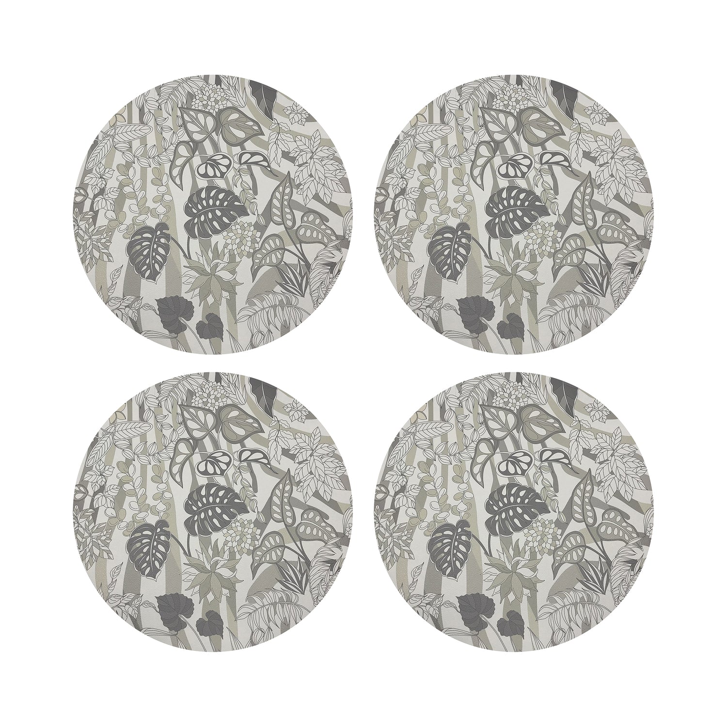 Sabi Jungle Neutral Vegan Leather Round Pebble Placemat