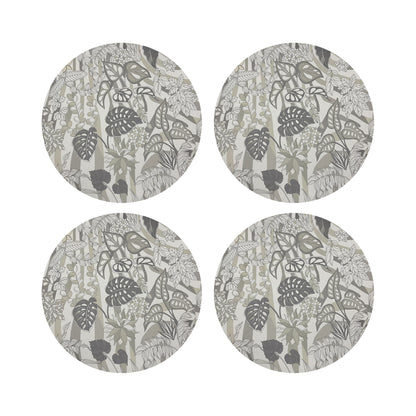 Sabi Jungle Neutral Vegan Leather Round Pebble Placemat