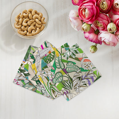 Sabi Jungle Beige Cotton Sateen Cocktail Napkins