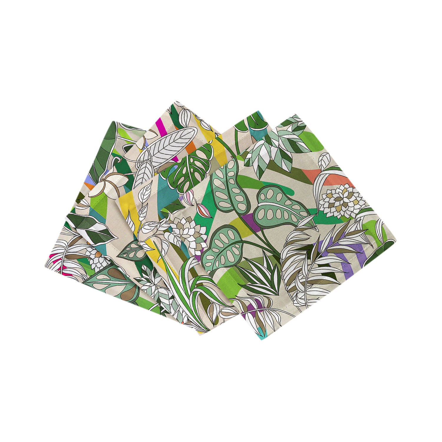Sabi Jungle Beige Cotton Sateen Cocktail Napkins