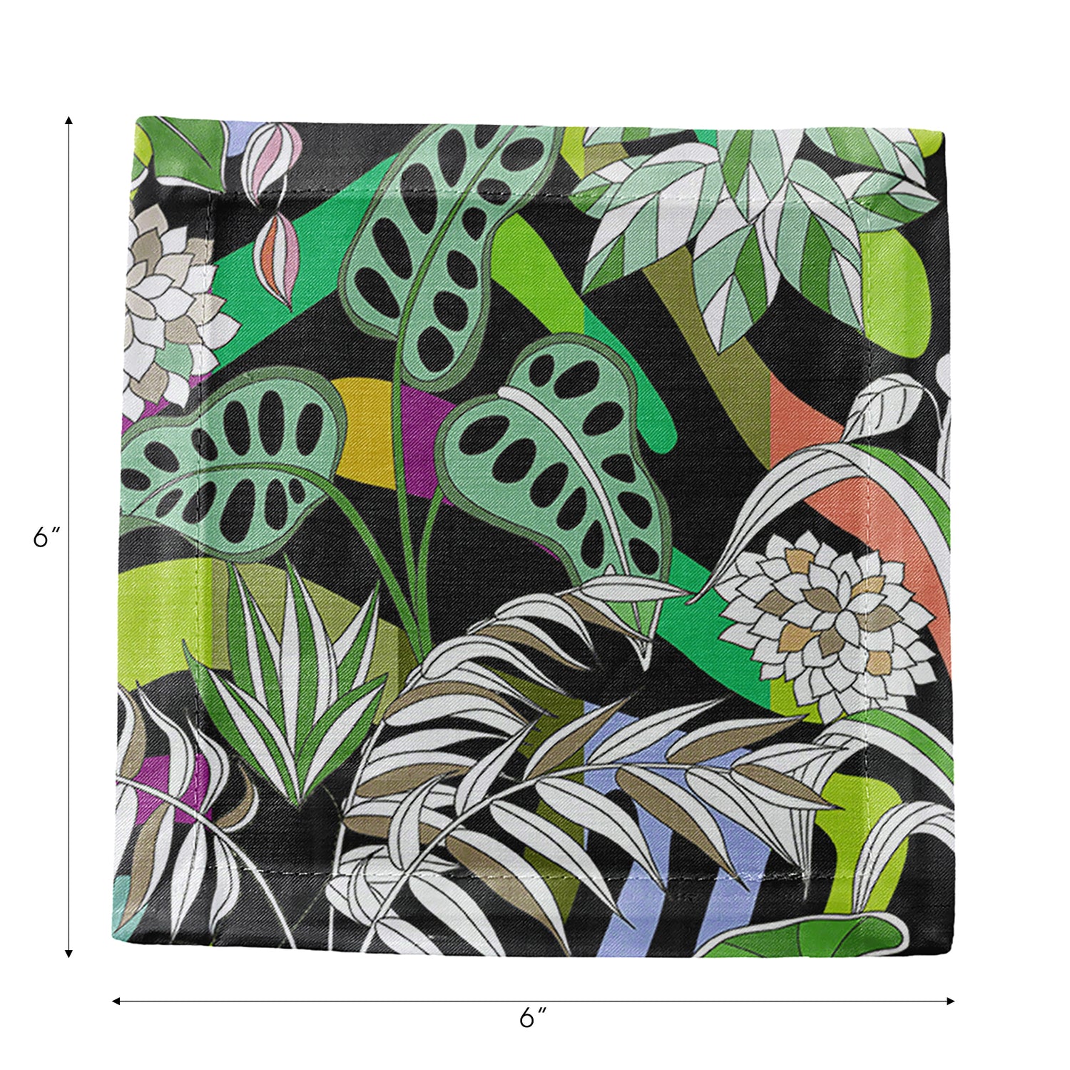 Sabi Jungle Black Cotton Sateen Cocktail Napkins