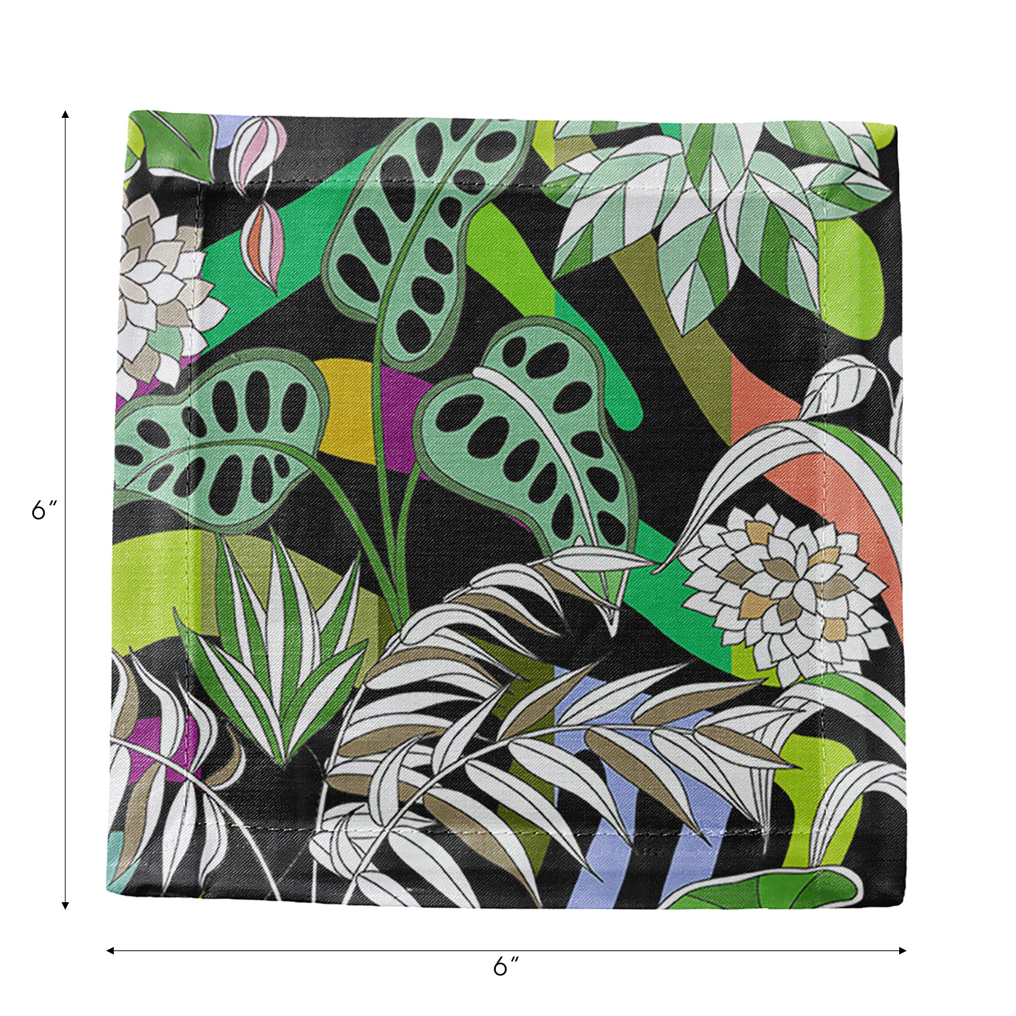 Sabi Jungle Black Cotton Sateen Cocktail Napkins