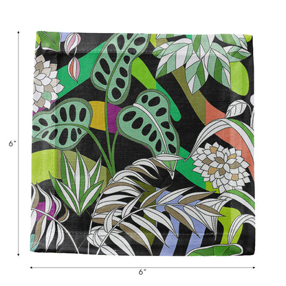 Sabi Jungle Black Cotton Sateen Cocktail Napkins