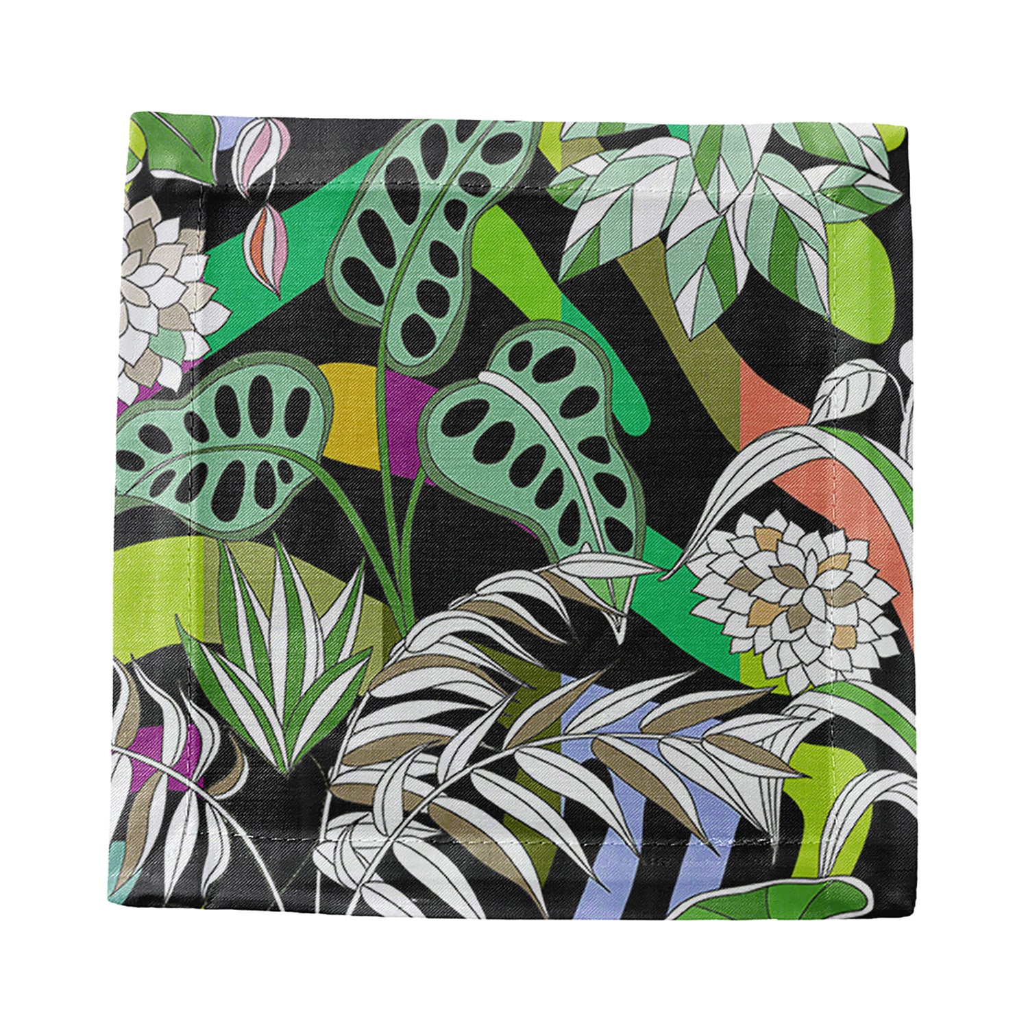 Sabi Jungle Black Cotton Sateen Cocktail Napkins