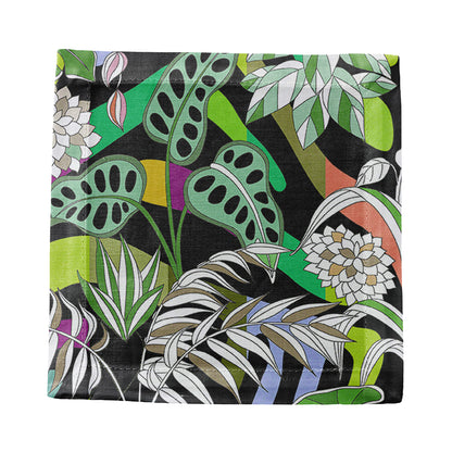 Sabi Jungle Black Cotton Sateen Cocktail Napkins
