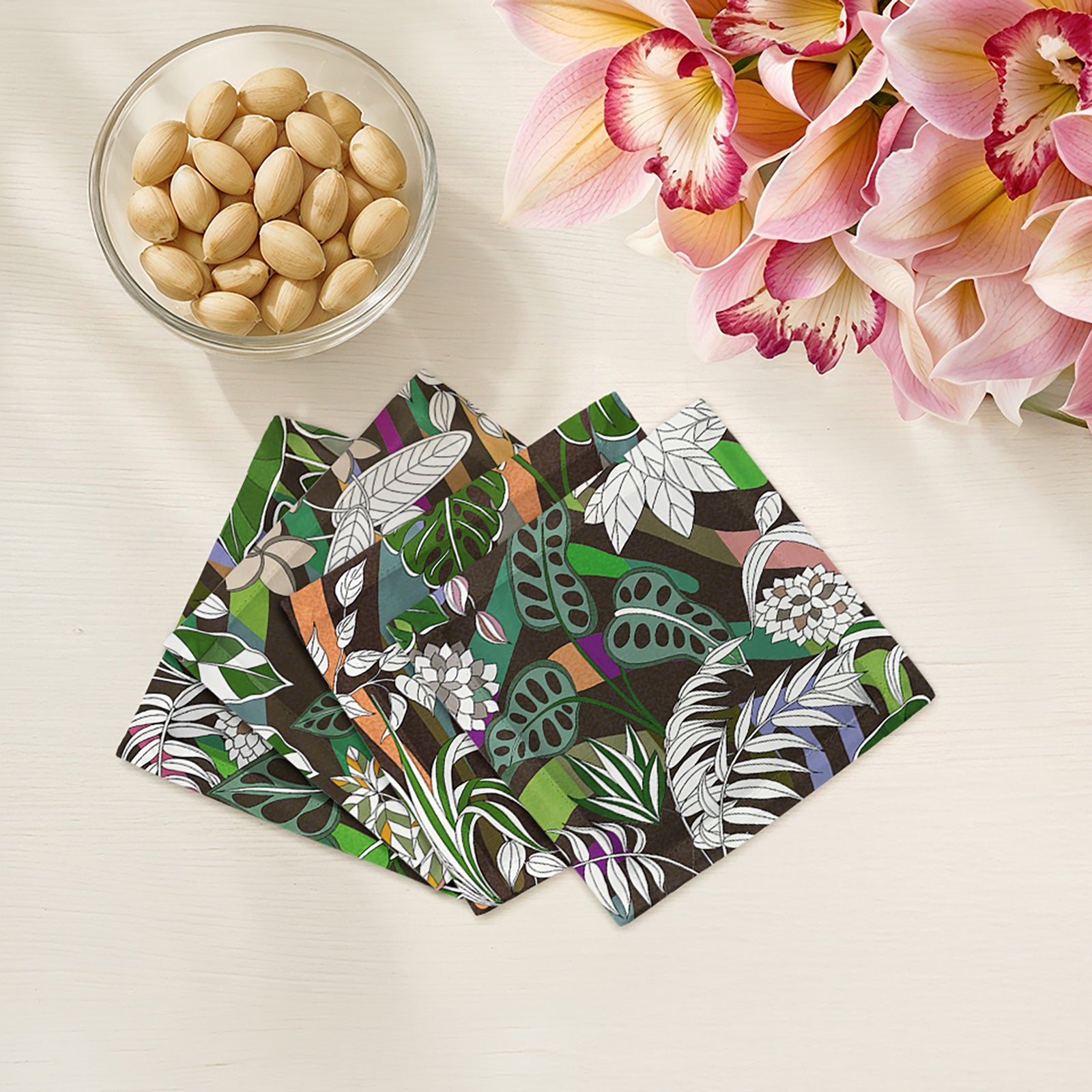 Sabi Jungle Chocolatte Cotton Sateen Cocktail Napkins