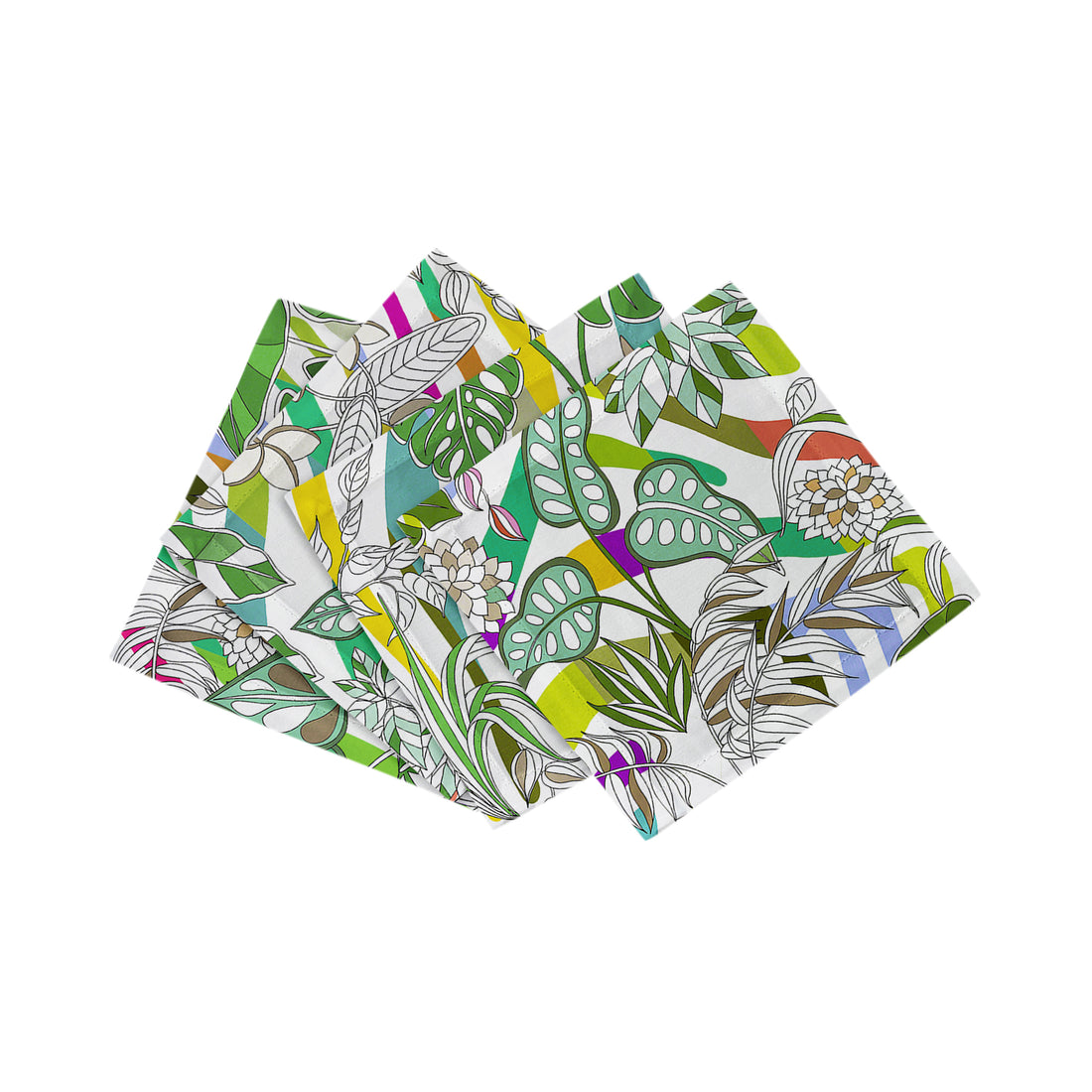 Sabi Jungle Natural 6X6" Cotton Sateen Cocktail Napkins Set of 4 - nicolettemayer.com