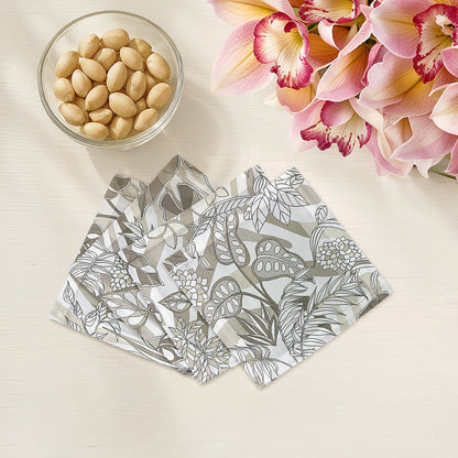 Sabi Jungle Neutral 6"x6" Hemstitch Cocktail Napkins Set of 4 - nicolettemayer.com