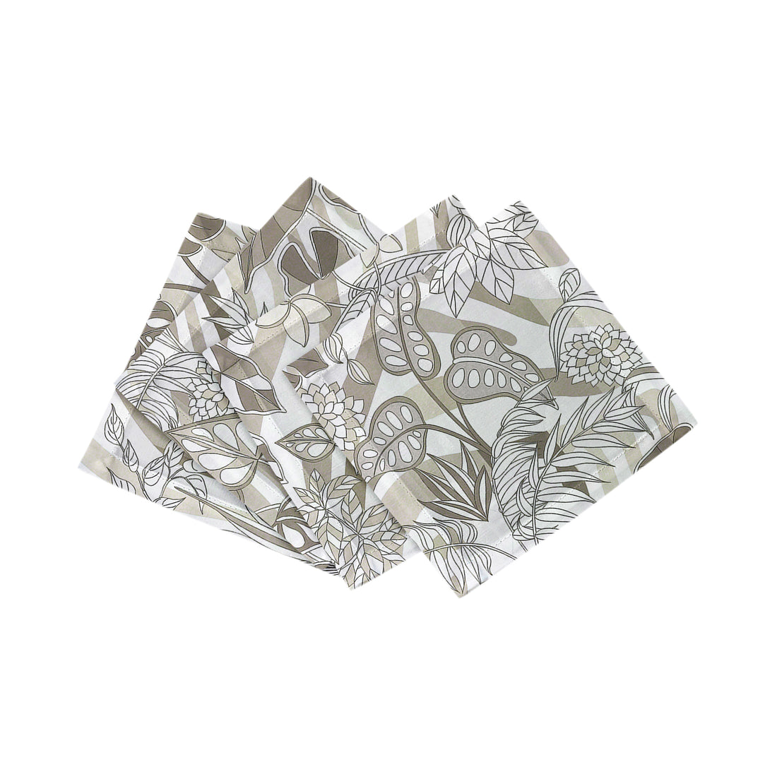 Sabi Jungle Neutral 6"x6" Hemstitch Cocktail Napkins Set of 4 - nicolettemayer.com