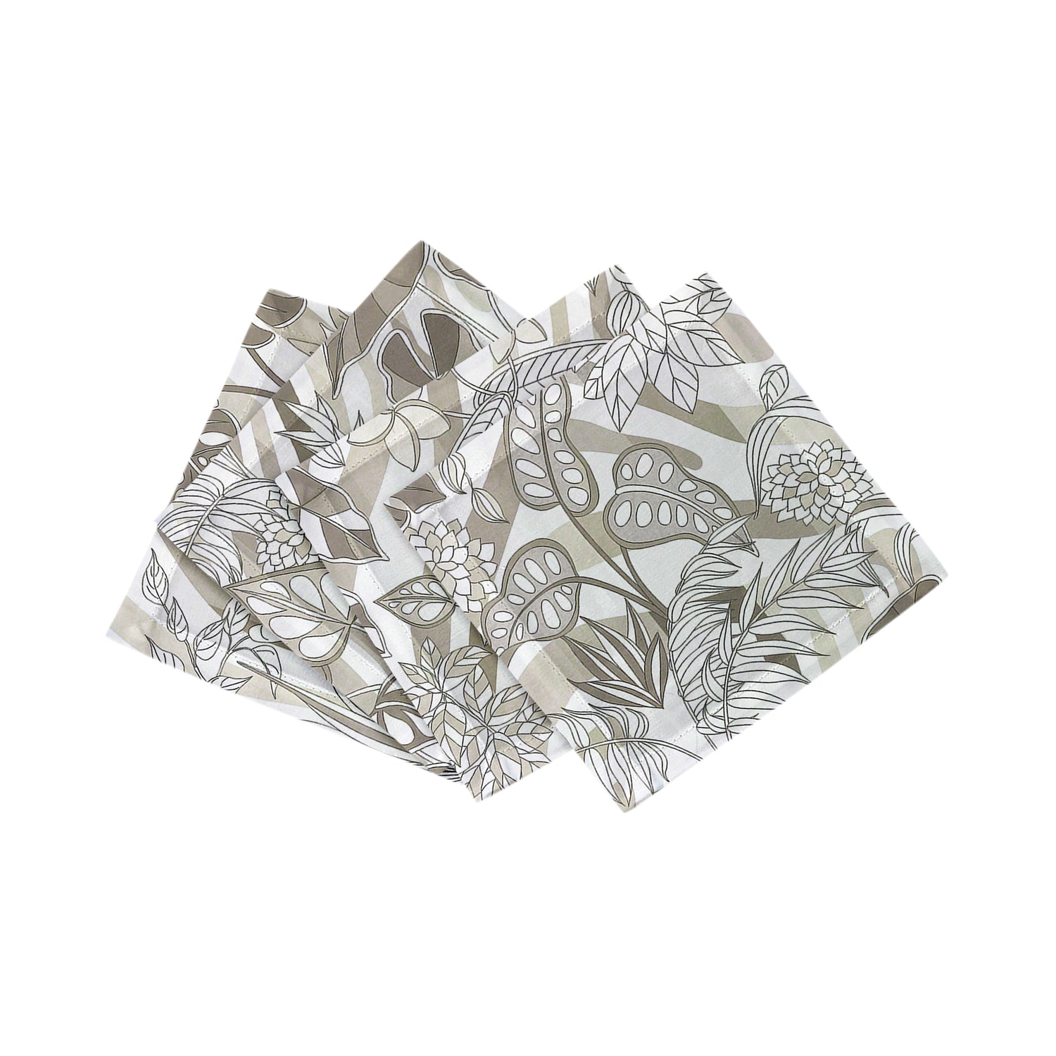Sabi Jungle Neutral 6"x6" Hemstitch Cocktail Napkins Set of 4 - nicolettemayer.com