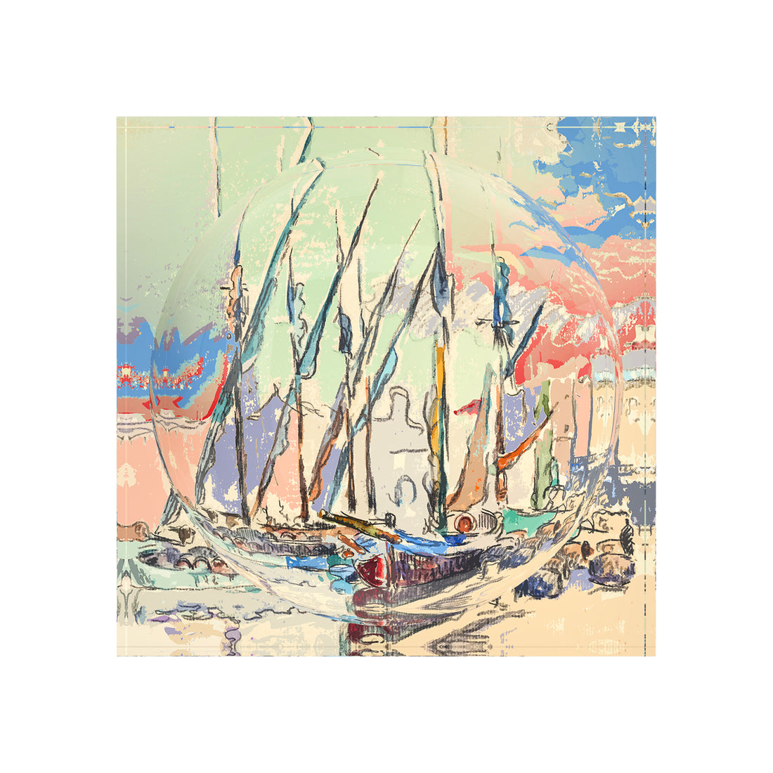 Saint Tropez Boats Original Acrylic Candy Catchall Dish by Nicolette Mayer