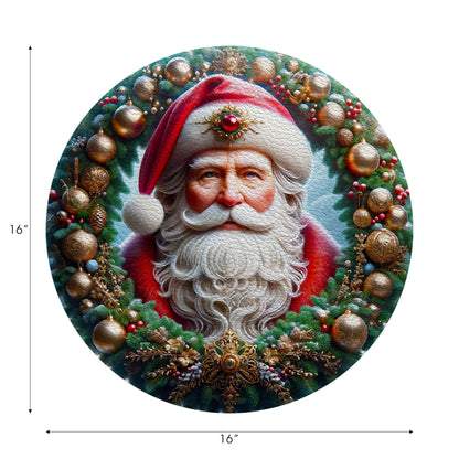 Santa Claus Vegan Leather Round Pebble Placemat